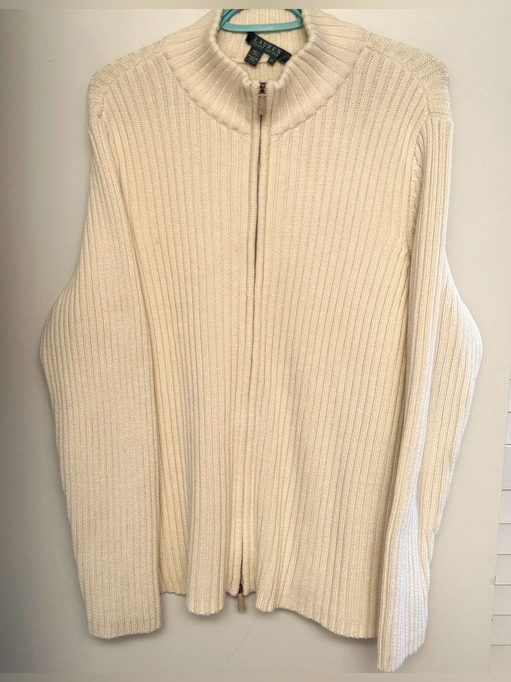 Vintage Lauren Ralph Lauren Ribbed Zip Up Sweater 2X